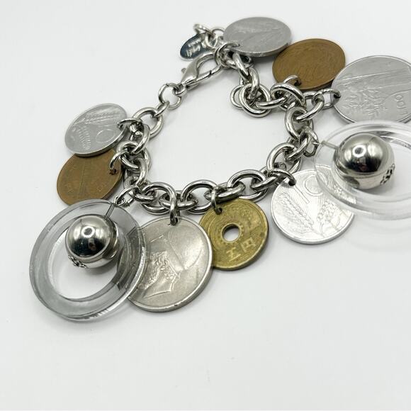 FIRENZE Falsi Gioielli Charm Bracelet Coin Money Transit Token Silver tone Italy - Picture 15 of 15